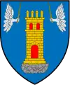 Almansa usó por armas, desde su conquista del infiel por el rey Alfonso Décimo, en escudo de campo azur (azul), una Torre de oro sobre un peñasco; y dos brazos alados, con espada en la mano a cada lado, añadido por el Serenísimo Señor Infante Manuel de Castilla, hermano del rey Alfonso Décimo.