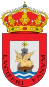 Escudo municipal de Sanlúcar de Barrameda (Cádiz), con un toro alado de carnación