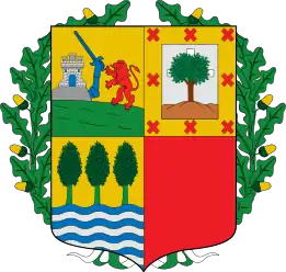 Escudo oficial del País Vasco, modificado tras el contencioso administrativo con el Gobierno de Navarra.