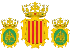 Escudo medieval de Orihuela (con diversas modificaciones en los adornos exteriores).