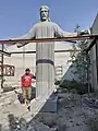 Escultura de Cristo, trabajo de Emilio Andrés Pérez (en la foto) San Salvador el Seco, Puebla, México, 2021.