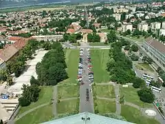 Plaza Szent István desde la cima de la Basílica de Esztergom.