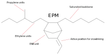 The skeletal formula of ethylene propylene rubber.