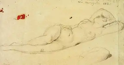 Ingres, boceto para La Durmiente de Nápoles datado en 1808 (Museo Ingres, Montauban).