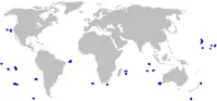 Range of pygmy shark (in blue)