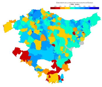 Crecimiento de la población por municipio (2008-2018)