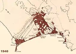 Expansión urbana de Lima al año 1940.