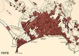 Expansión urbana de Lima al año 1970.