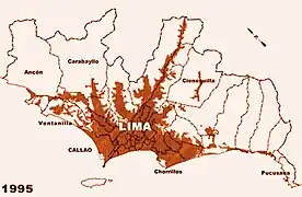 Expansión urbana de Lima al año 1995.