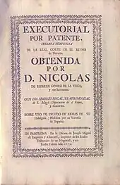 Executorial de hidalguía impreso por "Joseph Miguel de Ezquerro y Chavarri", "Impresor de los Reales Tribunales de Su Magestad, y sus Reales Tablas" (1773)