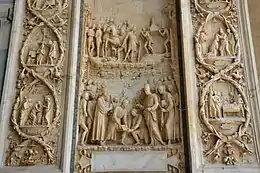 Benedetto Briosco, Gian Galeazzo Visconti coloca la primera piedra de la Cartuja, bajorrelieve del portal de la iglesia.