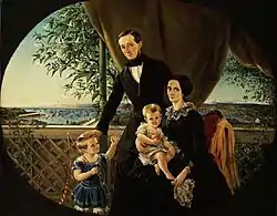 La familia de Franz Hallmann en la terraza de su casa en Valparaíso, 1854