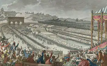 Fiesta de la Federación en el Champ-de-Mars de París, 14 de julio de 1790, el primer gran espectáculo de la República francesa.