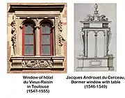 Influencia de un grabado de Jacques Androuet du Cerceau en la ventana mostrada arriba.