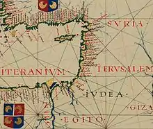 Mapa náutico: Judea. Fernão Vaz Dourado, 1570 (Huntington Library, San Marino, Estados Unidos).