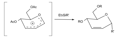 Conformación de un C-glycoside vía Ferrier rearrangement