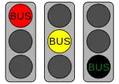 Semáforo usado para autobuses en Francia.