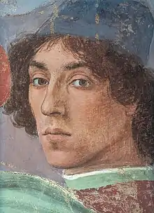 Filippino Lippi:  Autorretrato, (1481-1482) en Martirio de San Pedro.