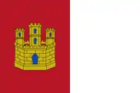 Bandera de Castilla-La Mancha, donde la mitad del asta se define como «rojo carmesí», aunque no se incluye definición técnica