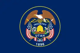 Antigua bandera estatal de Utah, utilizada desde 1913 hasta 2011.