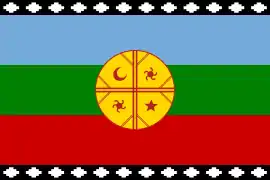 Wenufoye, bandera usada por diversas organizaciones mapuches desde 1992.