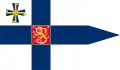 Bandera del presidente de Finlandia; incluye la Cruz de la Libertad de 3.ª clase en el cantón.