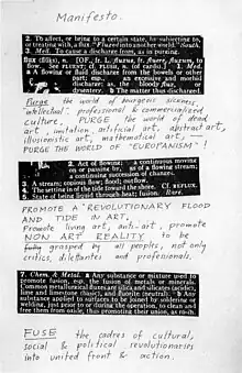 Manifesto  Festum Fluxorum Fluxus.   Düsseldorf 1963.