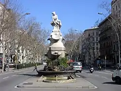 Fuente de Diana (1919), de Venancio Vallmitjana, Gran Vía con Roger de Lauria.