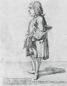 Caricatura del compositor Francisco António de Almeida, siglo XVIII.