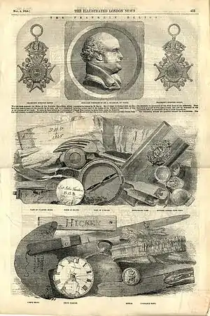 Reliquias de la expedición de Franklin, según el Illustrated London News, octubre de 1854.