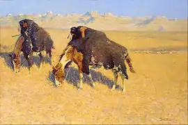 Indios simulando bisontes