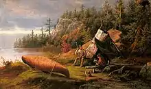 Campamento Ojibwa, costa norte del lago Hurón (1873)