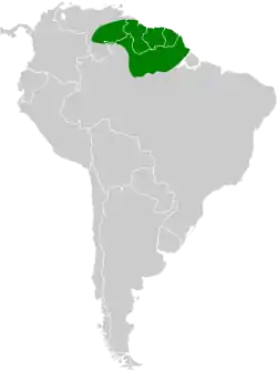 Distribución geográfica del batará gorginegro.