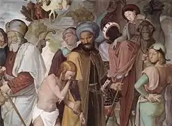 Frescos de la Casa Bartholdy en Roma, Escena:José vendido por sus hermanos (detalle)