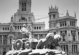 Fuente de Cibeles en invierno.