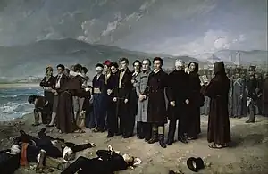 Fusilamiento de Torrijos y sus compañeros en las playas de Málaga, de Antonio Gisbert, uno de los más famosos cuadros de historia del siglo XIX español (Prado).