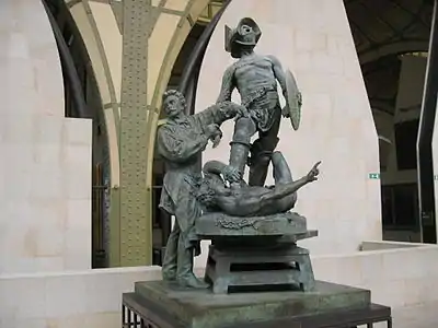 Con Jean-Léon Gérôme, Gérôme ejecutando a los gladiadores, Monumento a Gérôme (1909), París, Museo de Orsay.