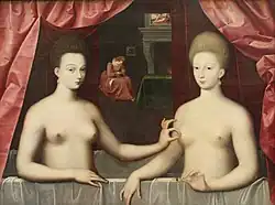 Portrait présumé de Gabrielle d'Estrées et de sa soeur la duchesse de Villars (1594).