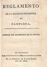 Reglamento de una sociedad creada en el Trienio Liberal (1820)