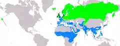 Distribución de Gallinago gallinago