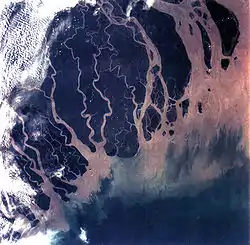 Vista del delta del Ganges, entre Bangladés e India