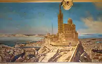 La ciudad de Marsella sul trayeto de la ligne de Paris-Lyon à Marseille-Saint-Charles, detalle del gran fresco en la Estación de París-Lyon