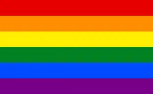 Six-colored flag: red, orange, yellow, green, blue and purple