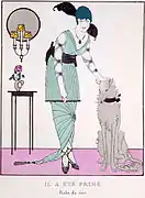 Ilustración para la Gazette du Bon Ton; "Fue galardonado", vestido de noche en seda. 1914.