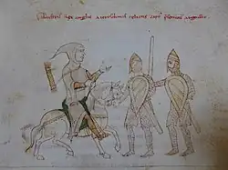 La captura del rey Ricardo I de la Crónica de Petrus de Ebulo , 1197.