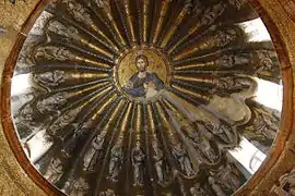 Mosaico del Cristo Pantocrátor y sus antepasados, cúpula sur del exonártex.