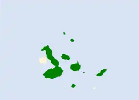 Distribución geográfica del pinzón de Darwin de los cactos.