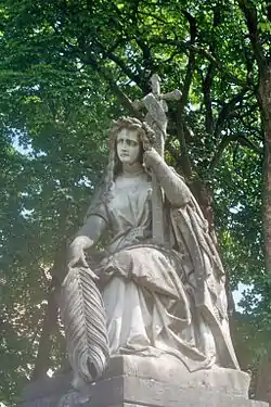 Estatua de Germania en Bad Kissingen de  Michael Arnold, 1867/1868: Gernania llora por las pérdidas de la batalla de Kissingen.