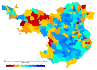 Crecimiento de la población entre 2008 y 2018