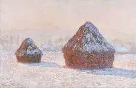 Wheatstacks, Snow Effect, Morning, 1891. Óleo sobre lienzo. J. Paul Getty Museum